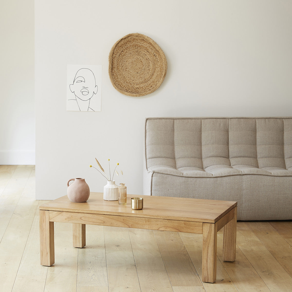 TILO - Table basse en mindi massif 110 cm