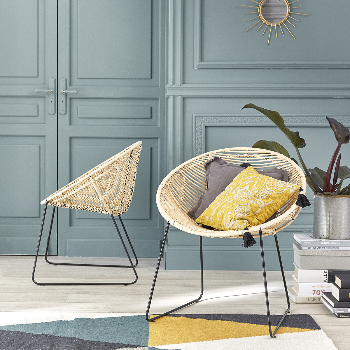 BOHEMA - Chaise en rotin et métal