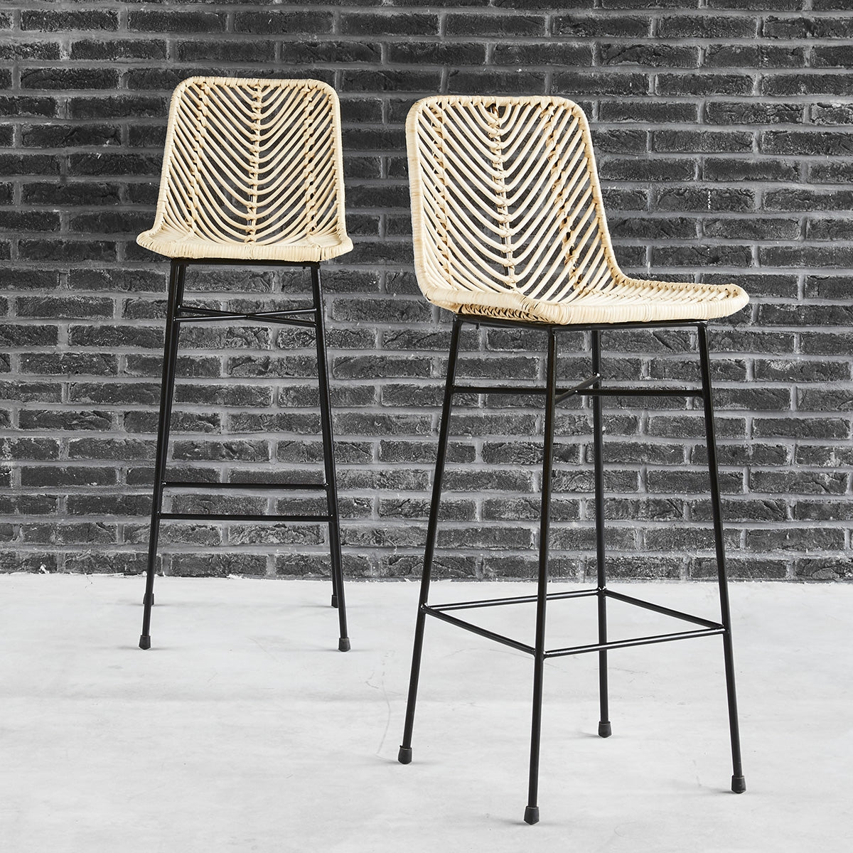 BOHEMA - Tabouret de bar en rotin et métal
