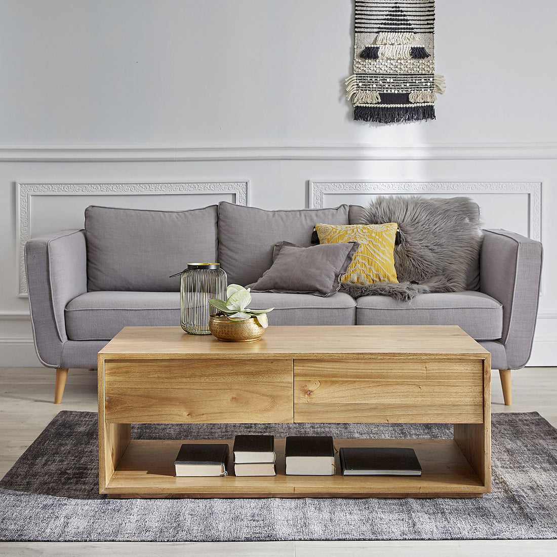 TILO - Table basse en mindi massif 120 cm