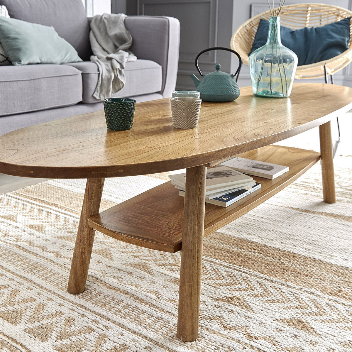 TILO - Table basse en mindi massif 160 cm