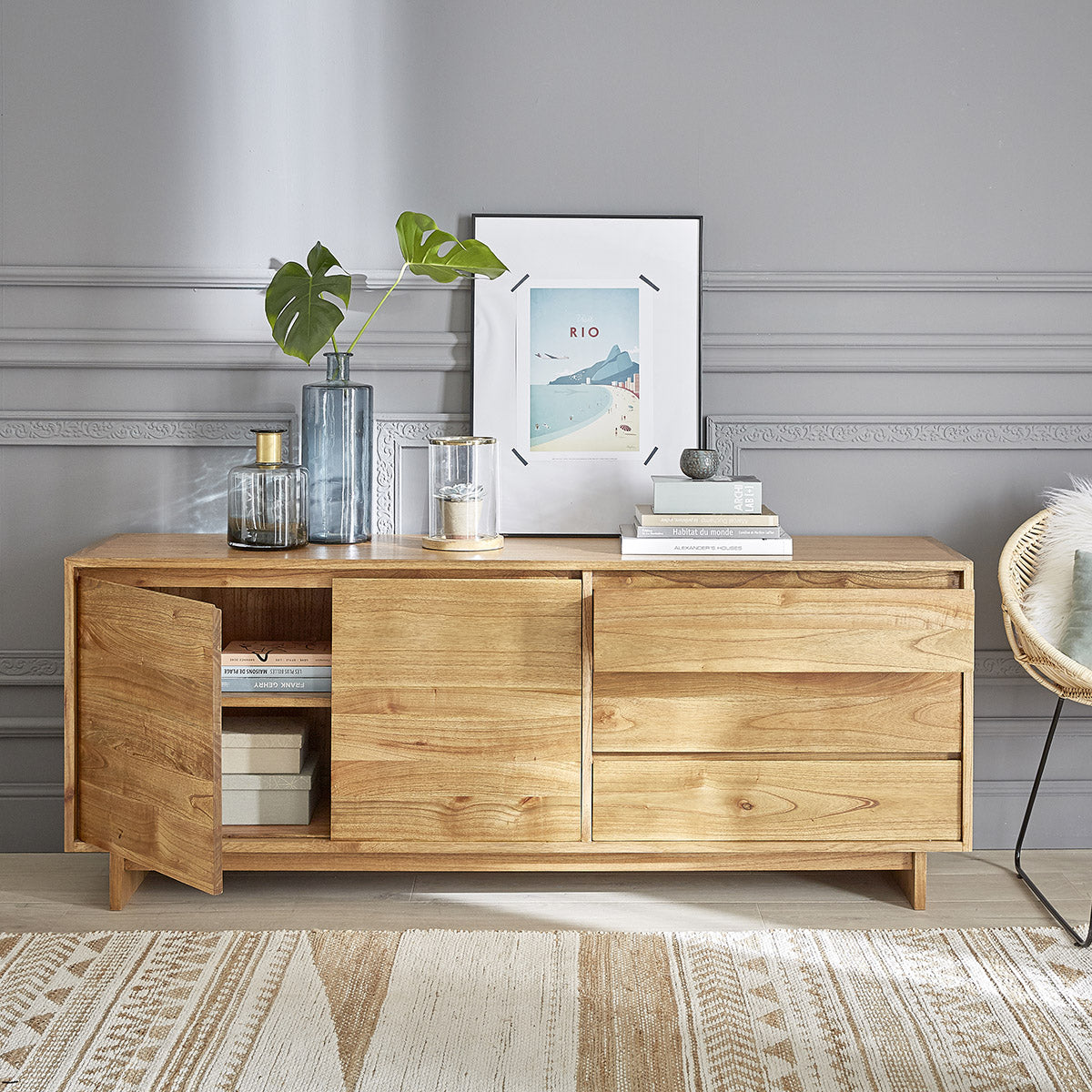 TILO - Commode en mindi massif 180 cm
