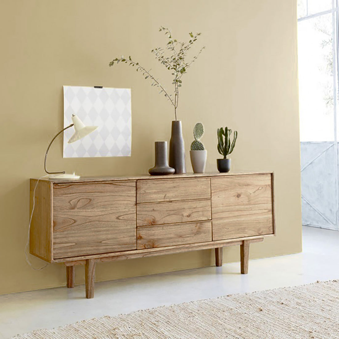 FIFTIES - Commode en mindi massif 180 cm