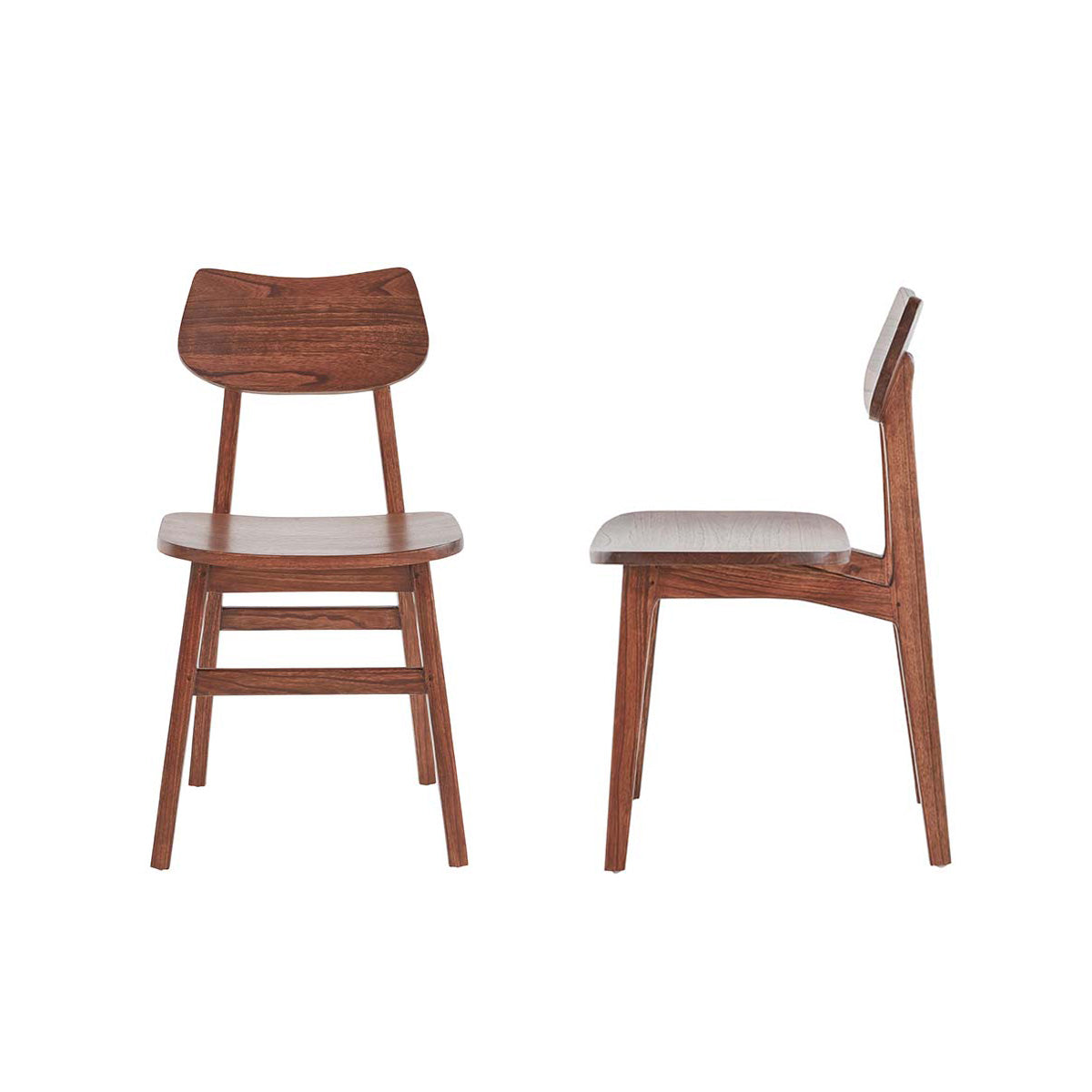 MILO - Lot de 2 chaises en mindi massif finition noyer