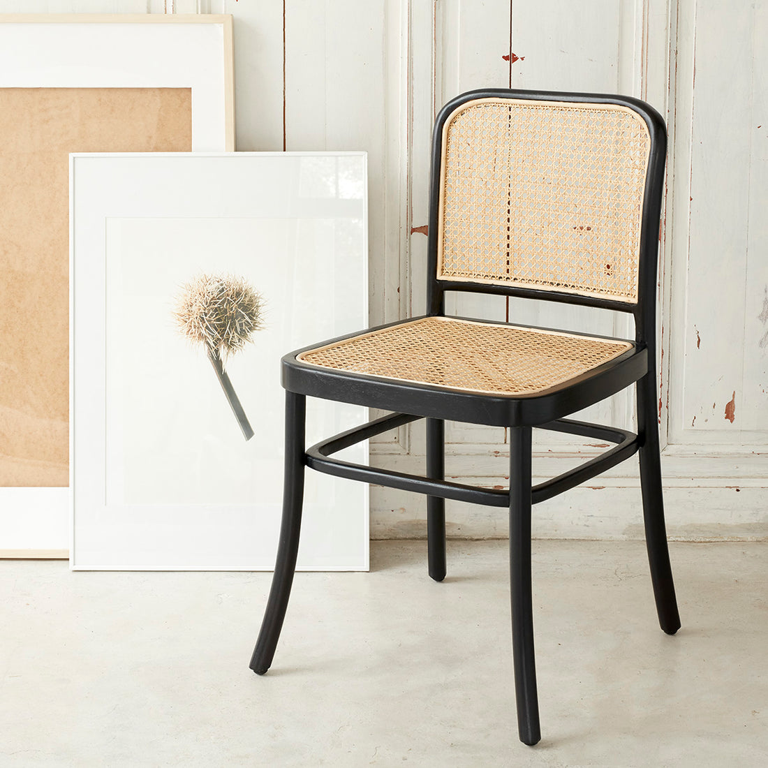 ARON - Chaise en acajou massif et cannage