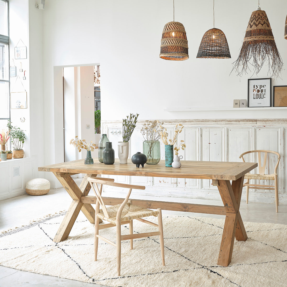 CAMILLE - Lot de 2 chaises en mindi massif et corde naturelle