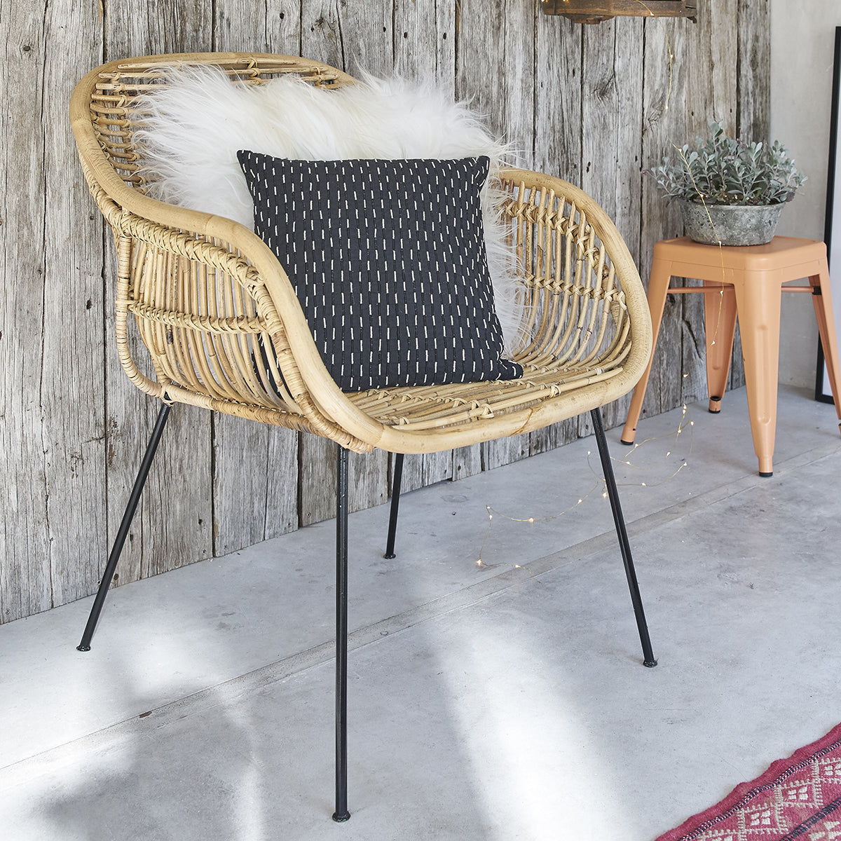 BOHO - Fauteuil en rotin et métal