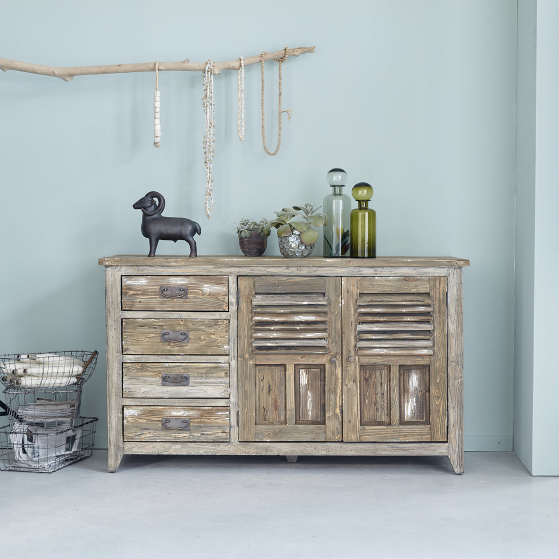 VICTOR - Buffet en bois recyclé massif 140 cm