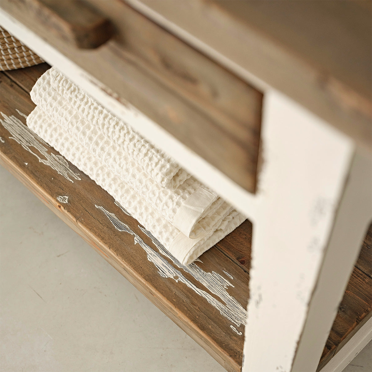 SEZANNE - Meuble sous vasque en bois recyclé massif 150 cm