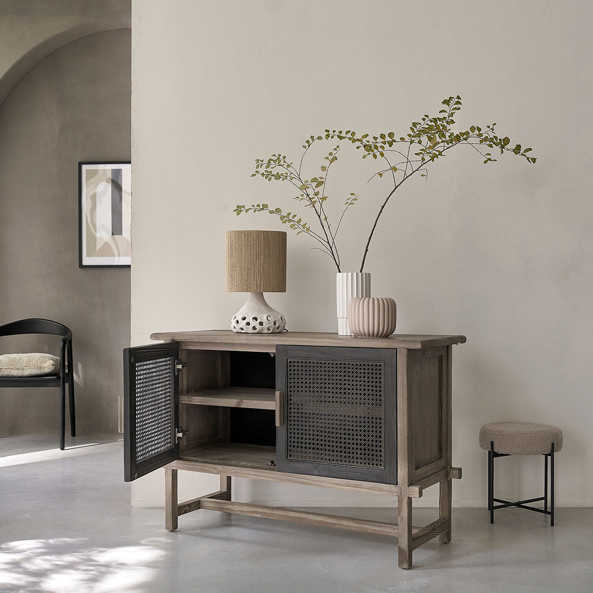 JUNKO - Buffet en bois recyclé massif 120 cm