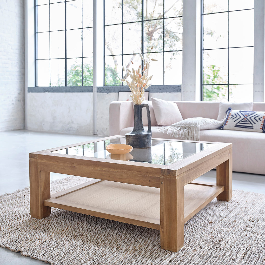 BOSTON - Table basse en teck massif 100 cm