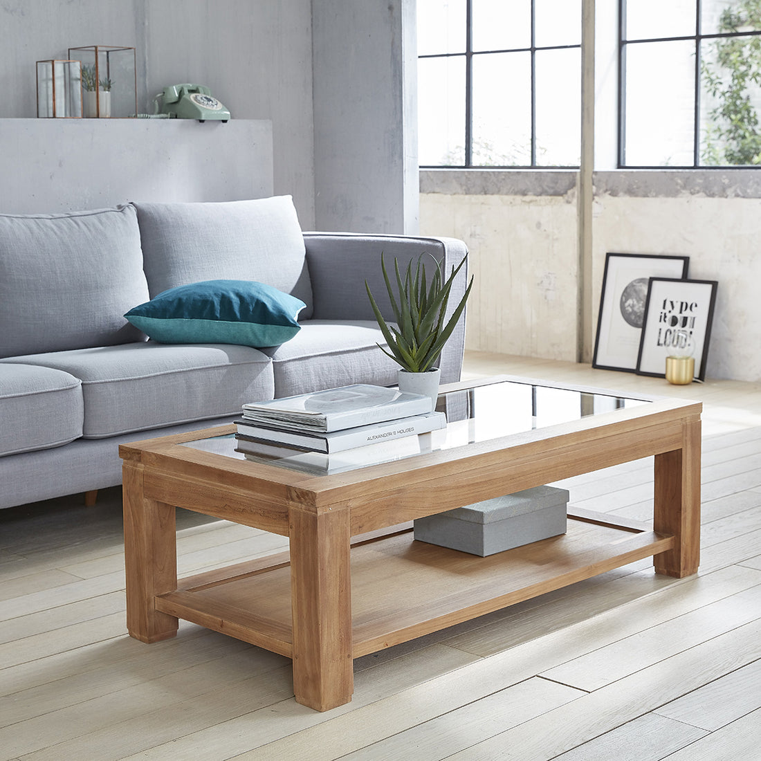 BOSTON - Table basse en teck massif 120 cm