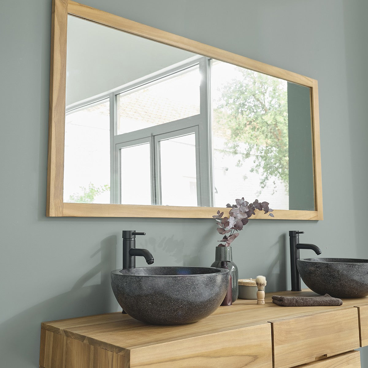 Miroir en teck massif rectangulaire 160x80 cm