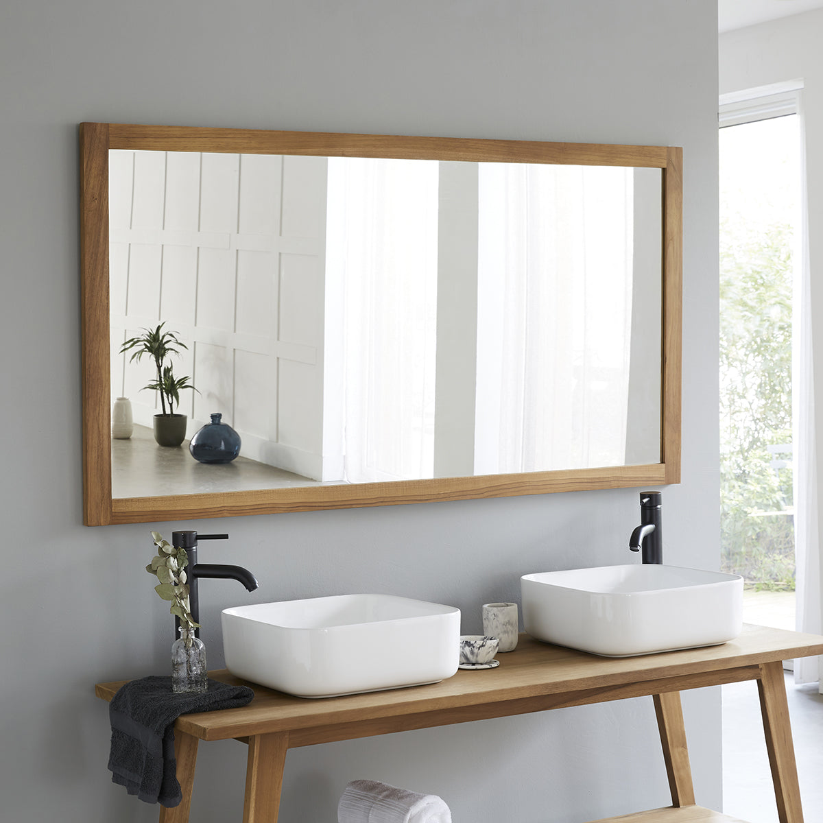 Miroir en teck massif rectangulaire 150x80 cm