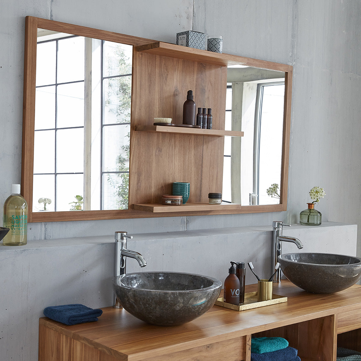 Miroir en teck massif rectangulaire 160x80 cm
