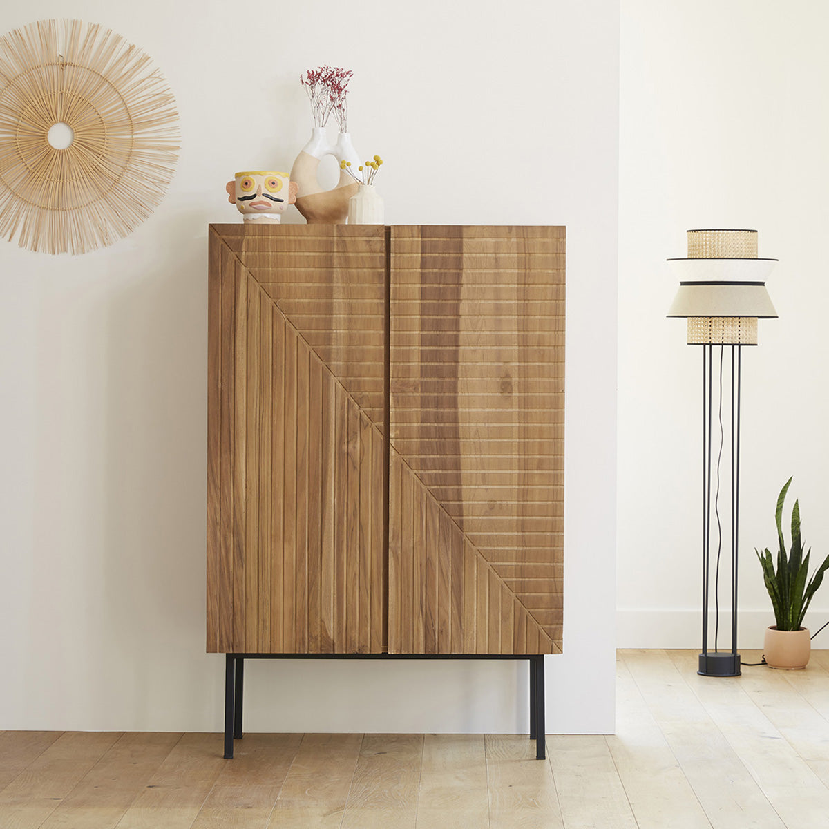 PORTLAND - Armoire en teck massif 100 cm