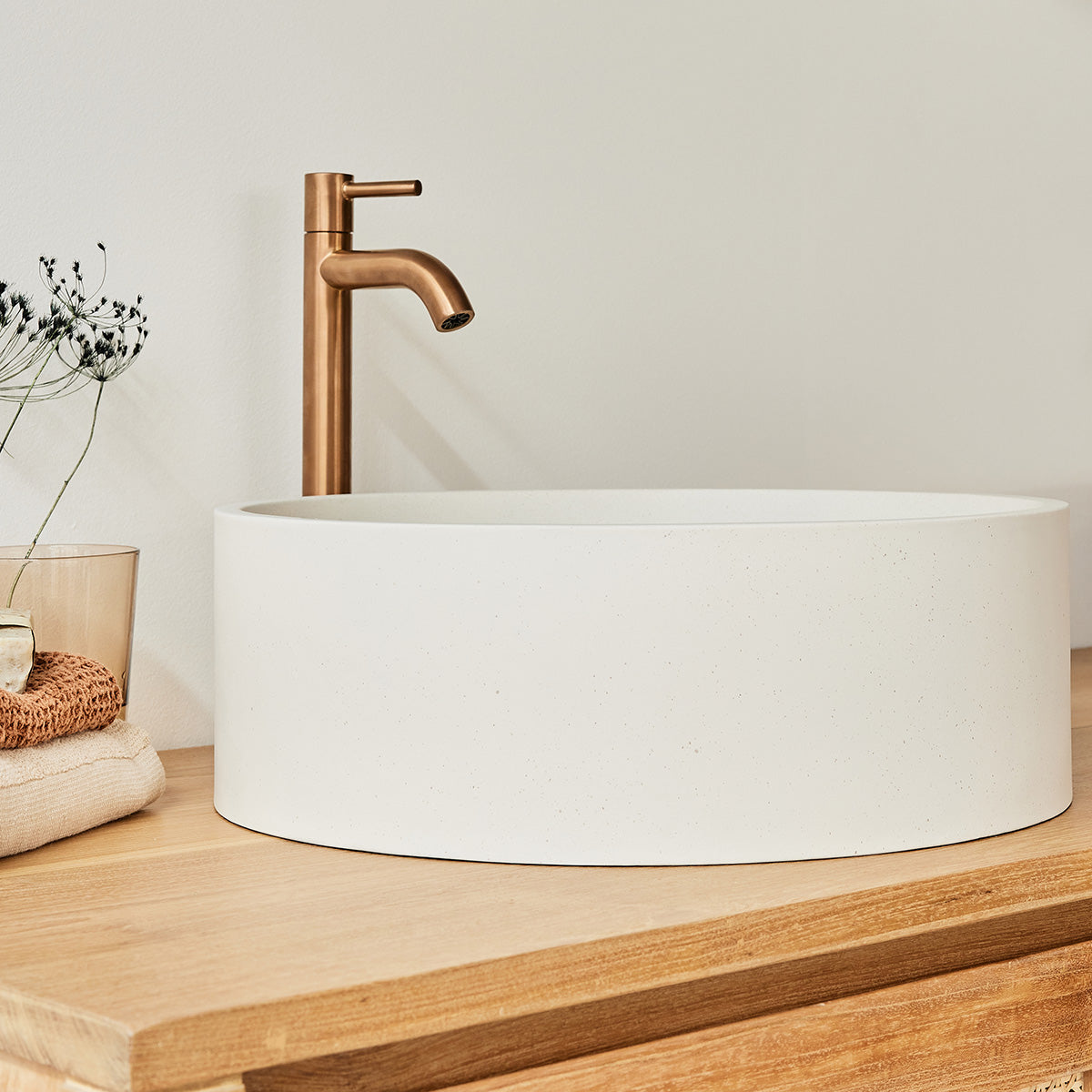 MELIA - Vasque en béton beige Ø37 cm