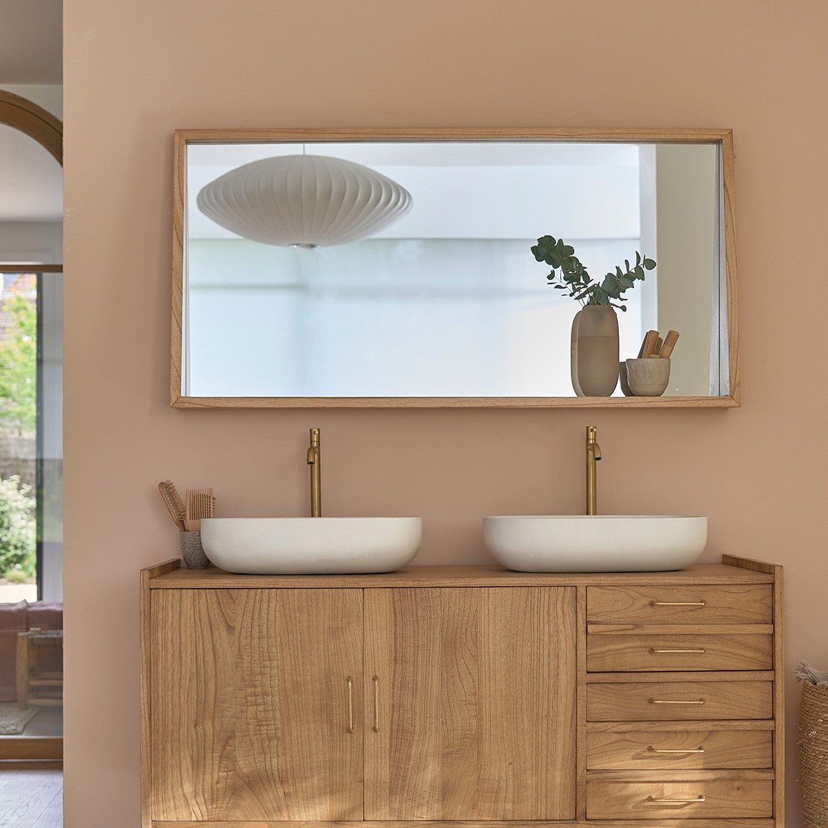 FIFTIES - Miroir en mindi massif 135x67 cm