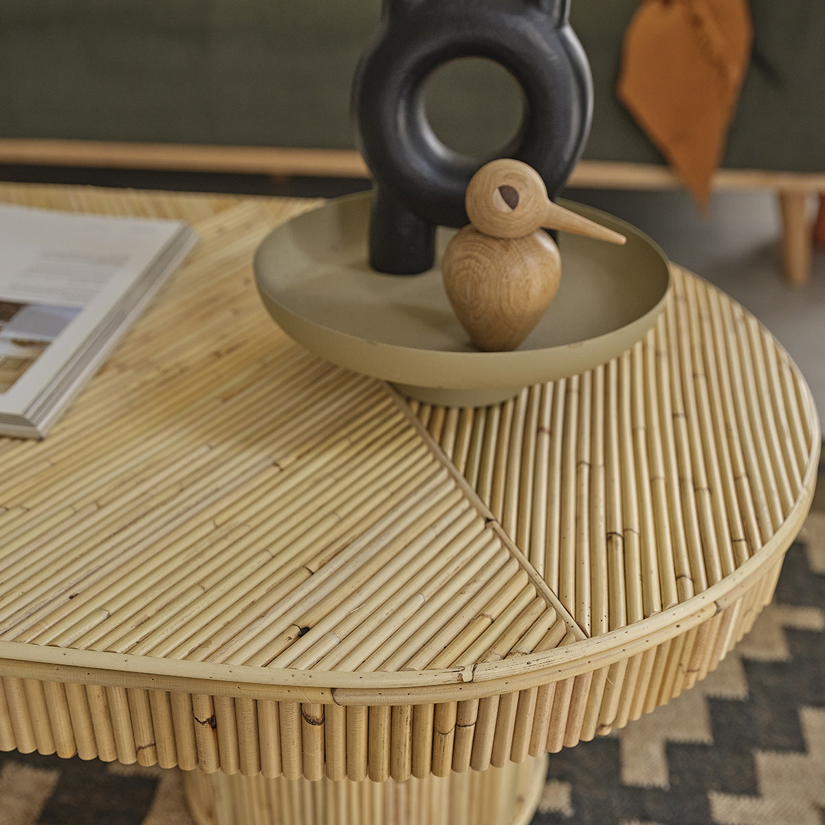 ALMA - Table basse en canne de rotin 120 cm
