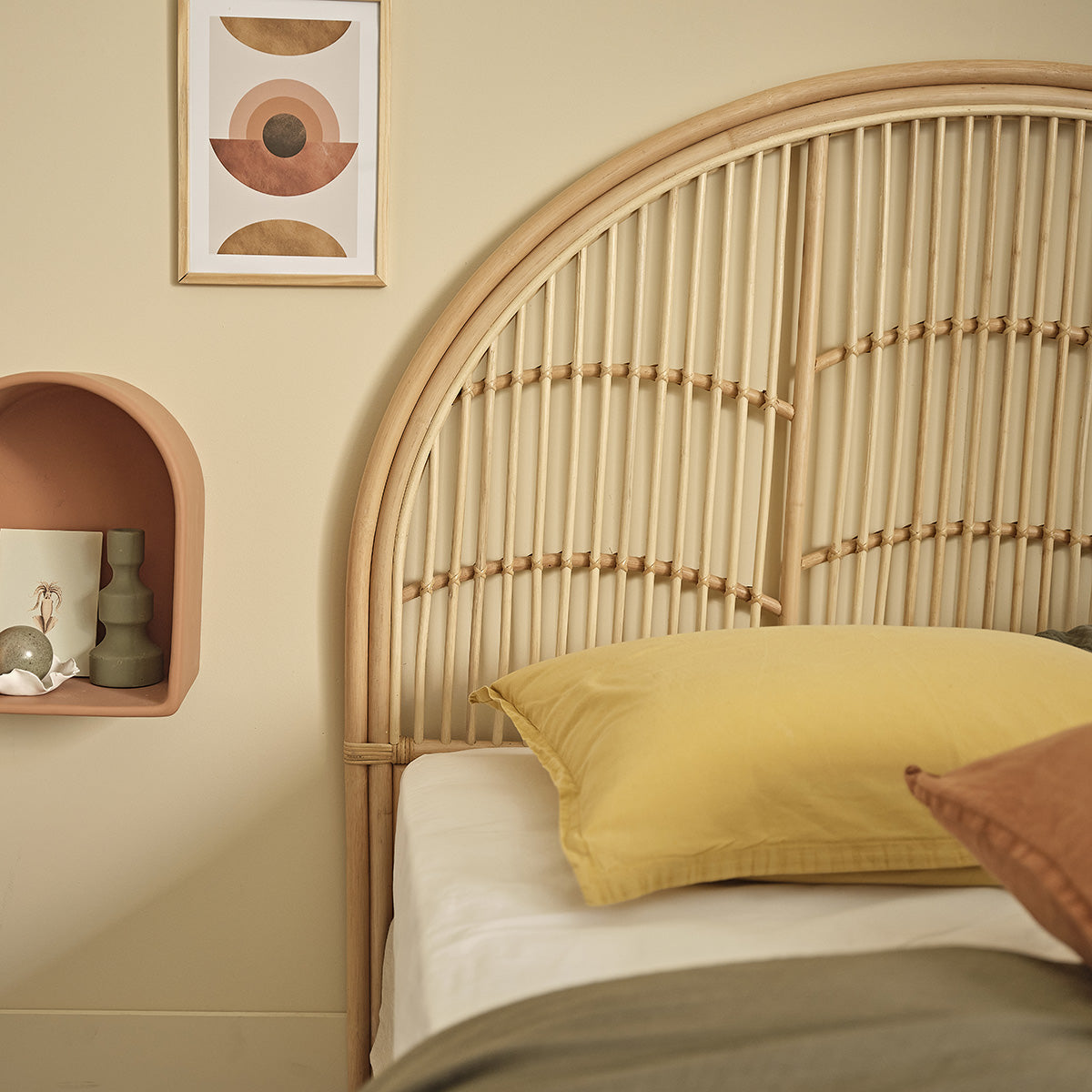 BOHO - Tête de lit en rotin 140 cm