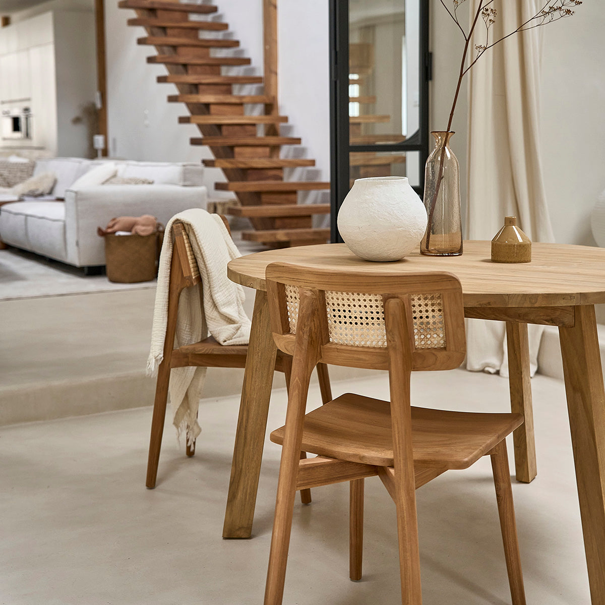 SIXTINE - Chaise en teck massif et cannage