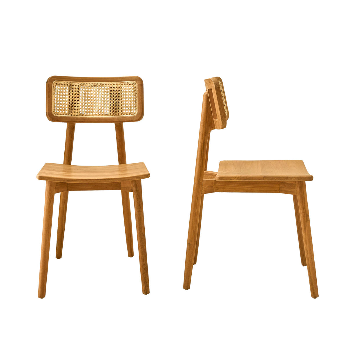 SIXTINE - Lot de 2 chaises en teck massif et cannage