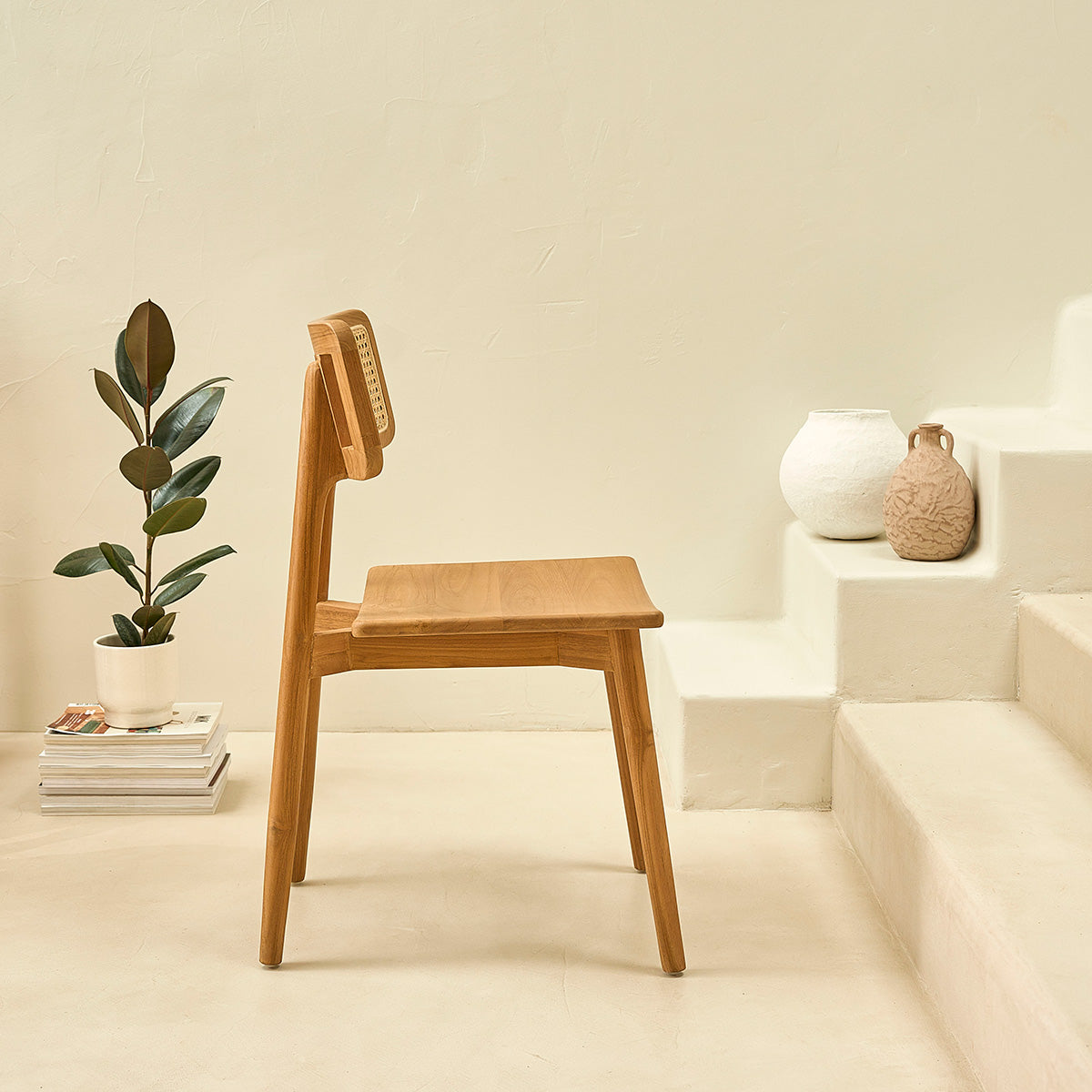 SIXTINE - Lot de 2 chaises en teck massif et cannage