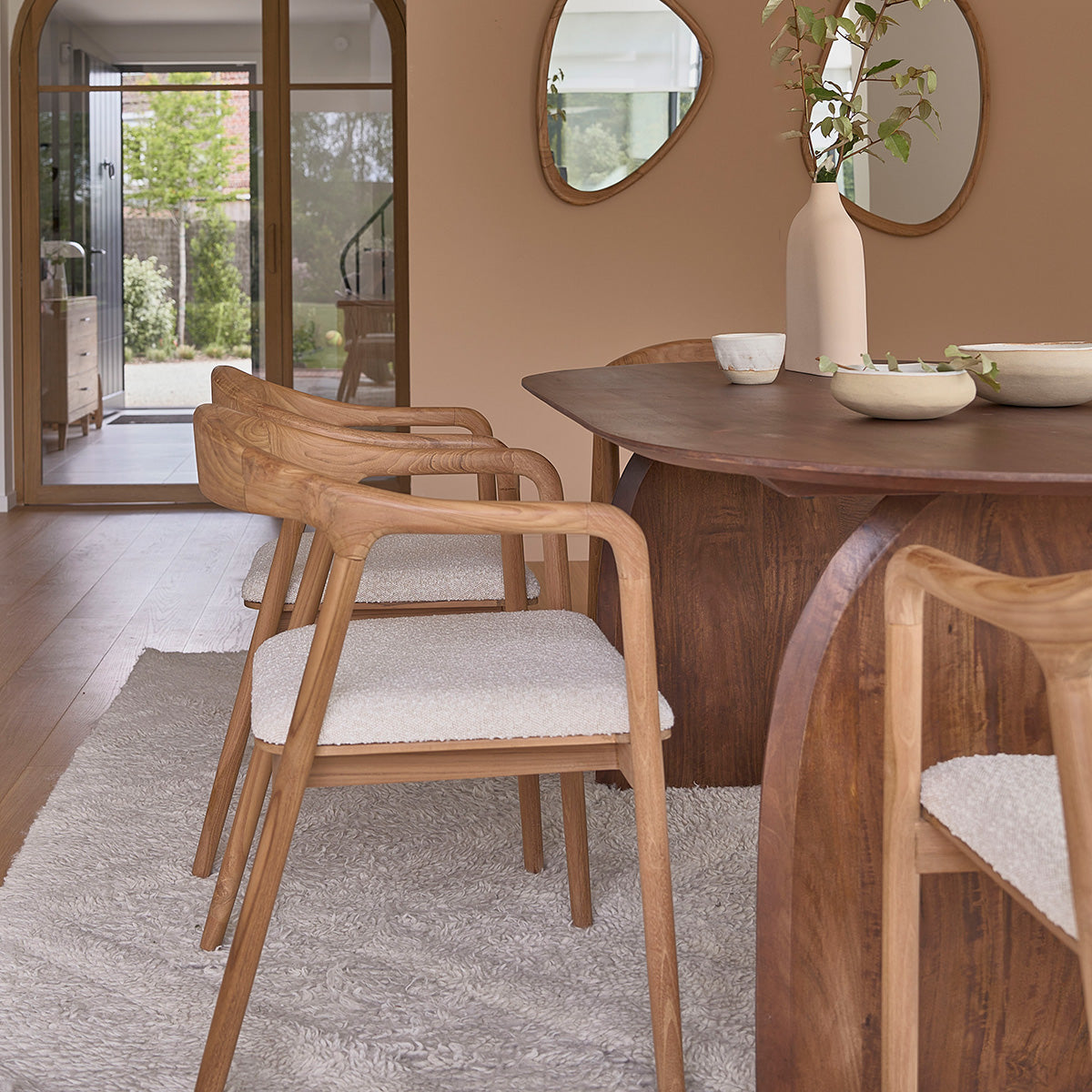 AMBRE - Chaise en teck massif assise bouclette