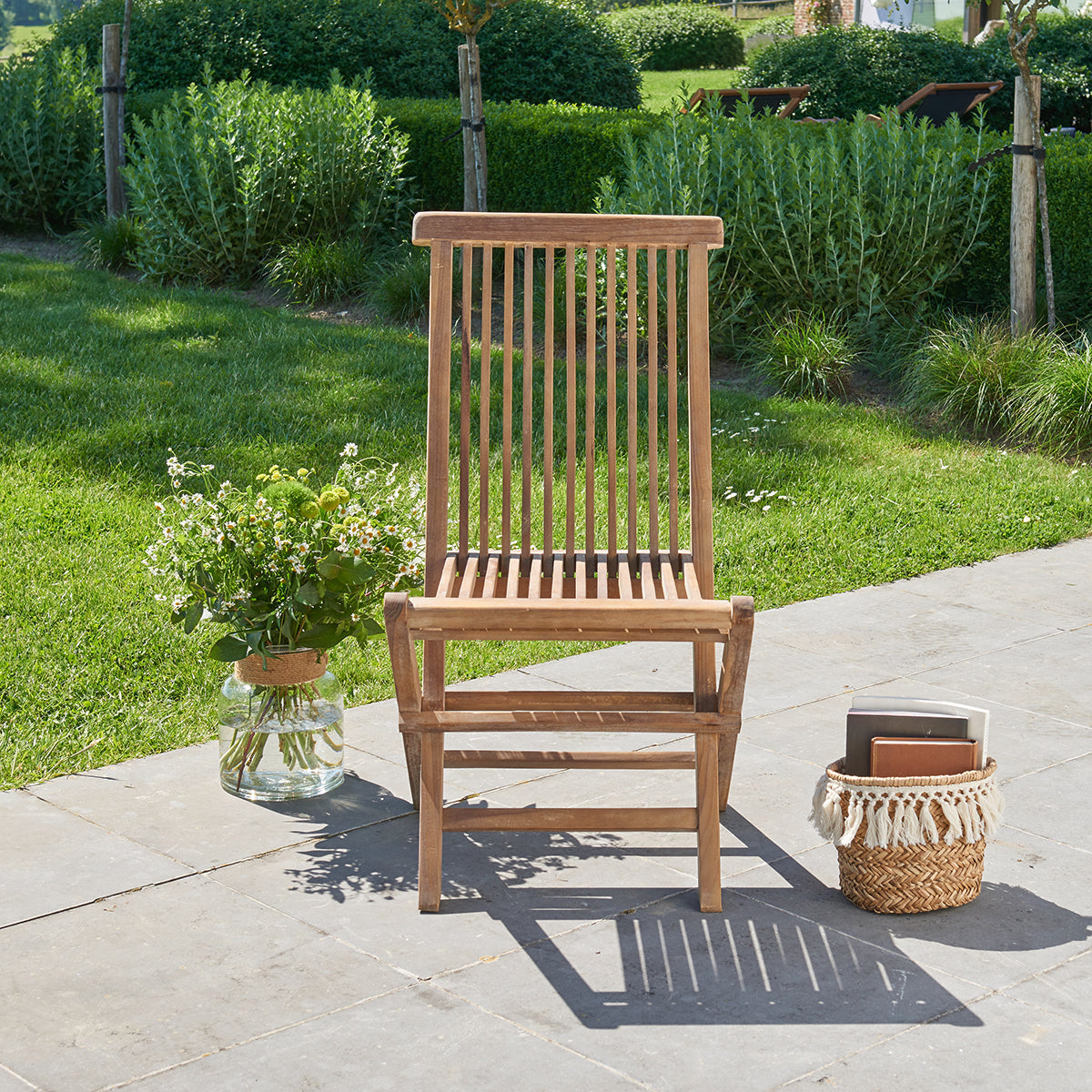 BALI - Chaise de jardin en teck huilé massif pliante