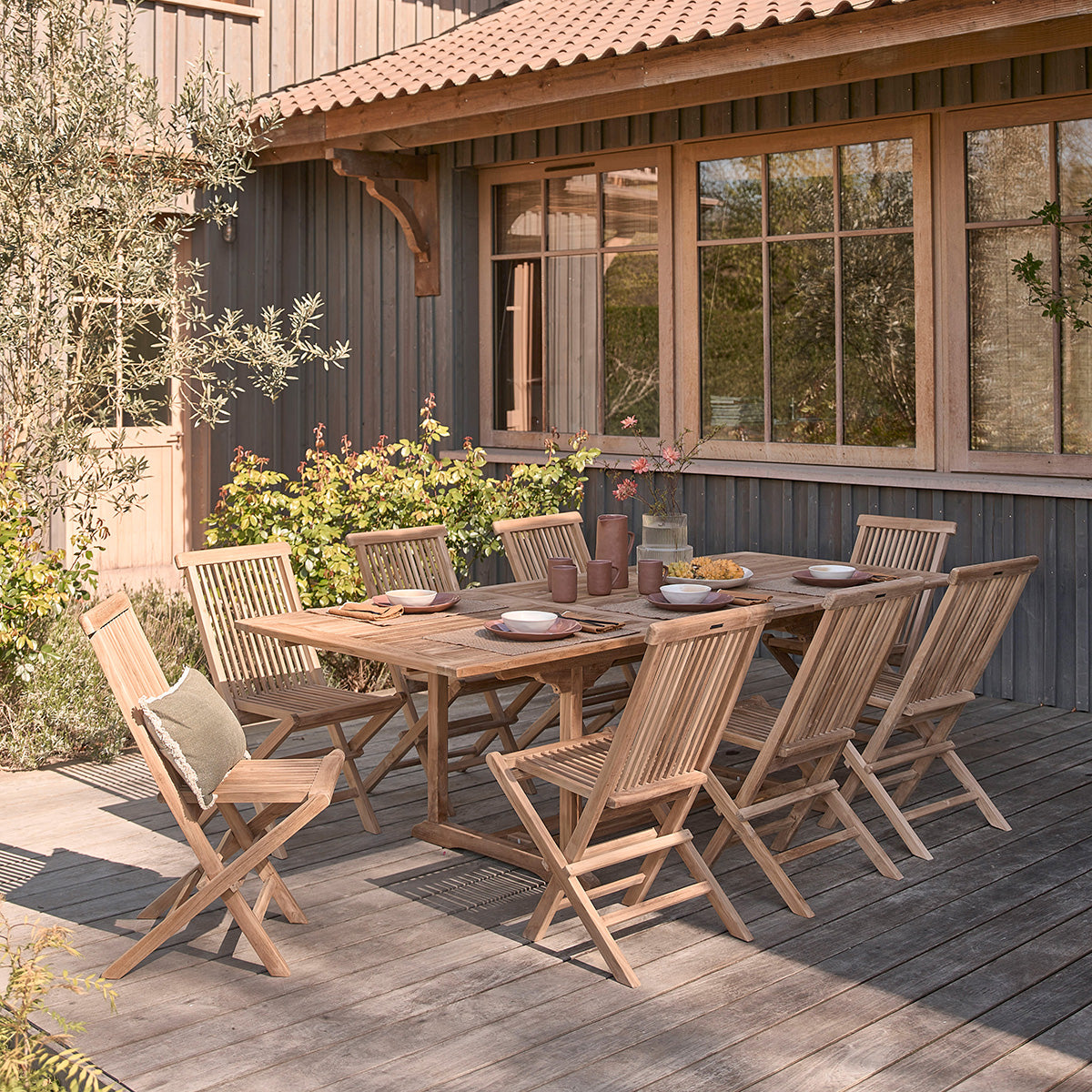 MALTE - Table de jardin en teck massif extensible 8/10 pers.