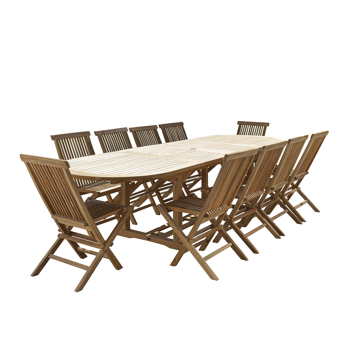 MIDLAND - Salon de jardin en teck massif extensible 8/12 pers.