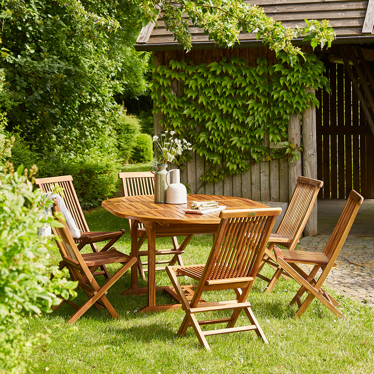 BALI - Chaise de jardin en teck huilé massif pliante (lot de 2)