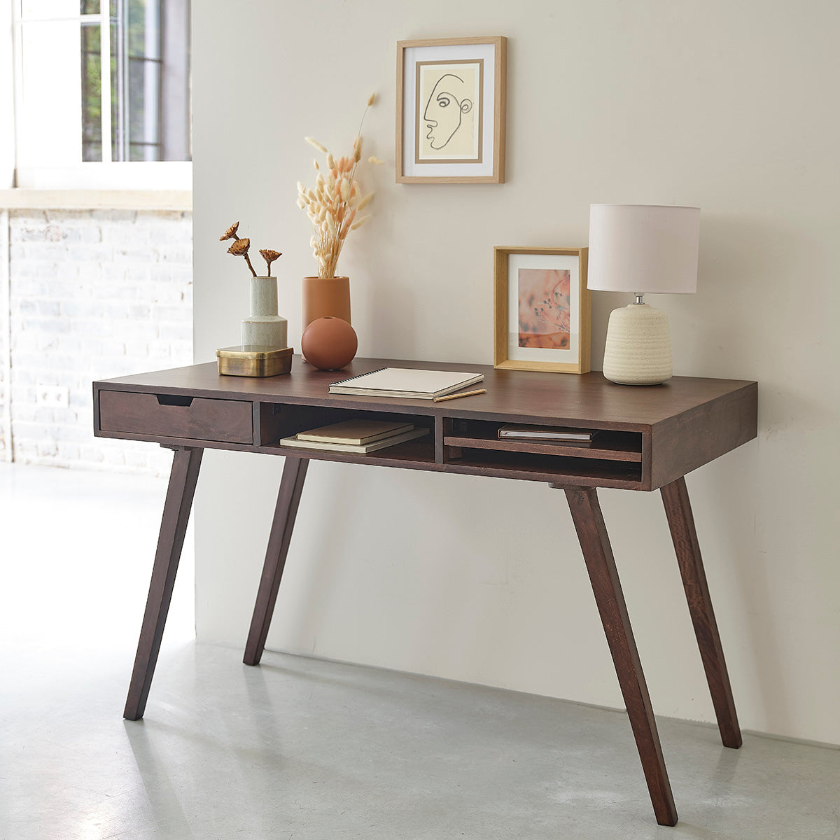 BRUNE - Bureau en manguier massif 120 cm