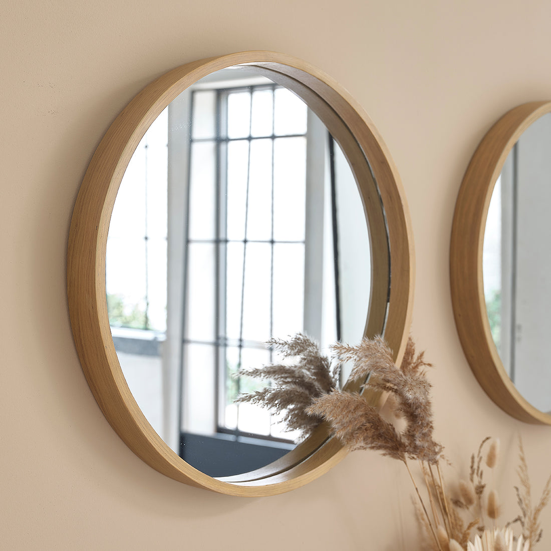 ERNEST - Miroir en chêne rond Ø 50 cm