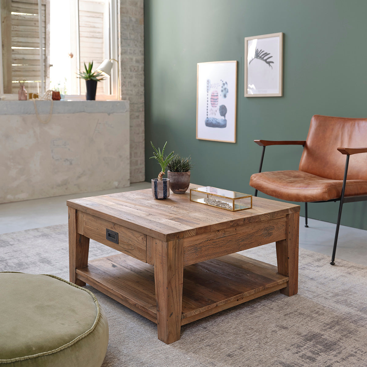 CARGO - Table basse en teck massif recyclé 80 cm