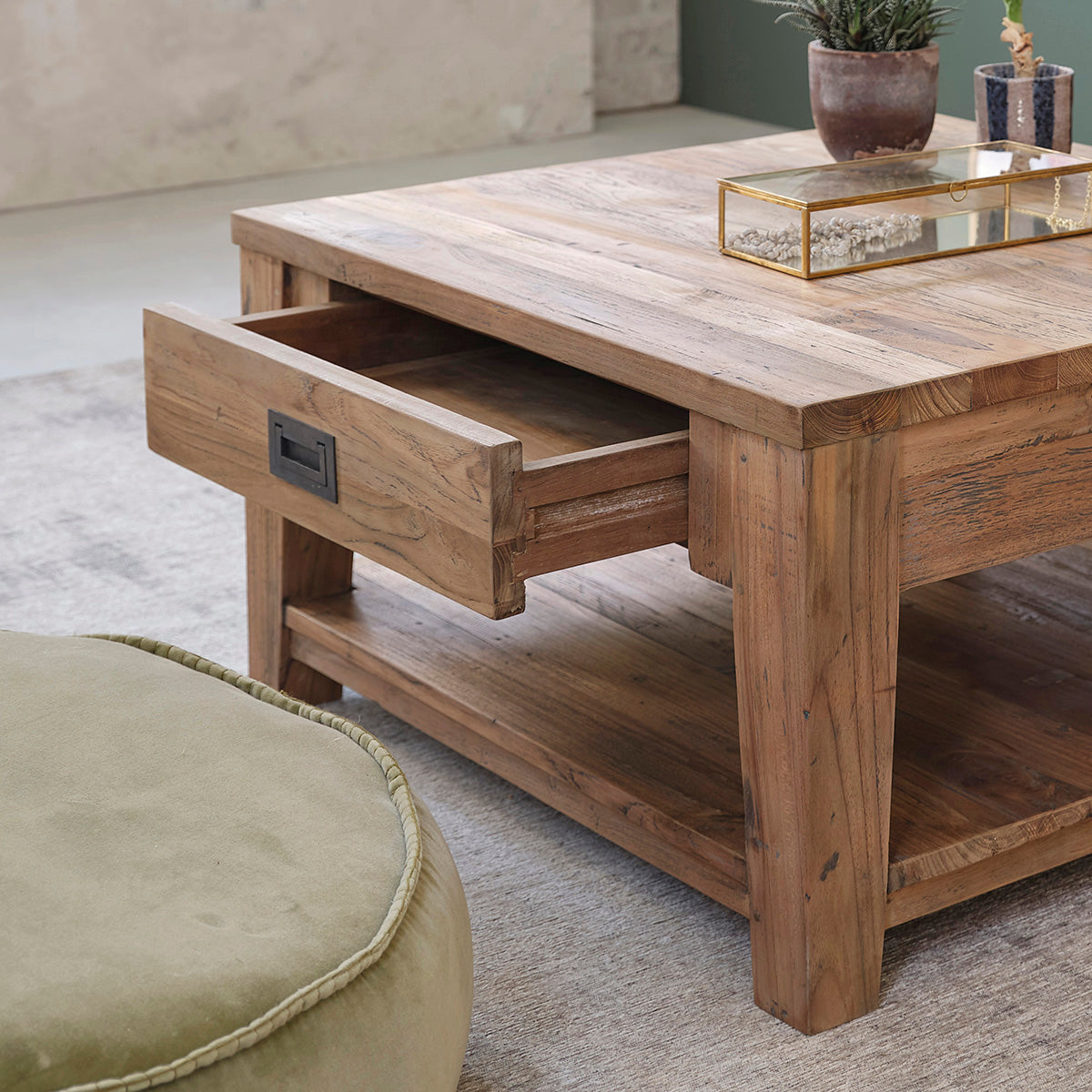 CARGO - Table basse en teck massif recyclé 80 cm