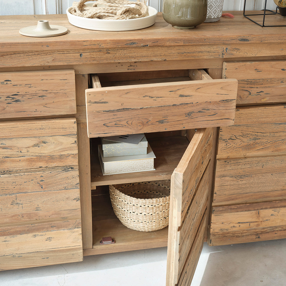 CARGO - Buffet en teck massif recyclé 160 cm