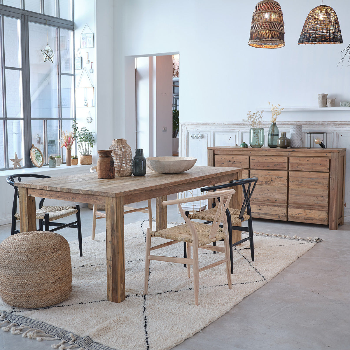 CARGO - Buffet en teck massif recyclé 160 cm
