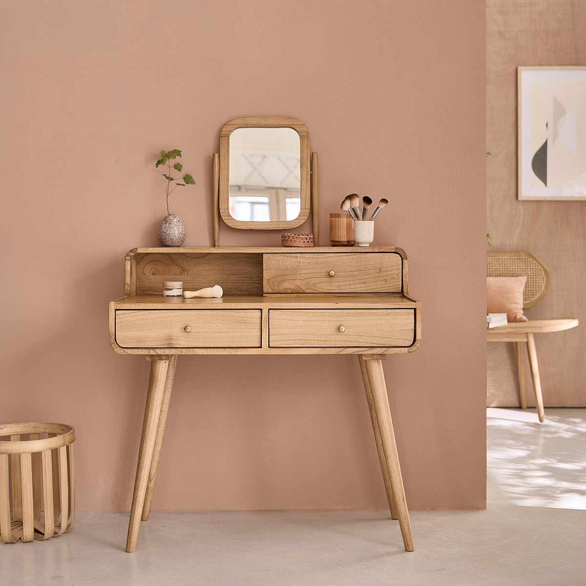 FIFTIES - Bureau en mindi massif 90 cm