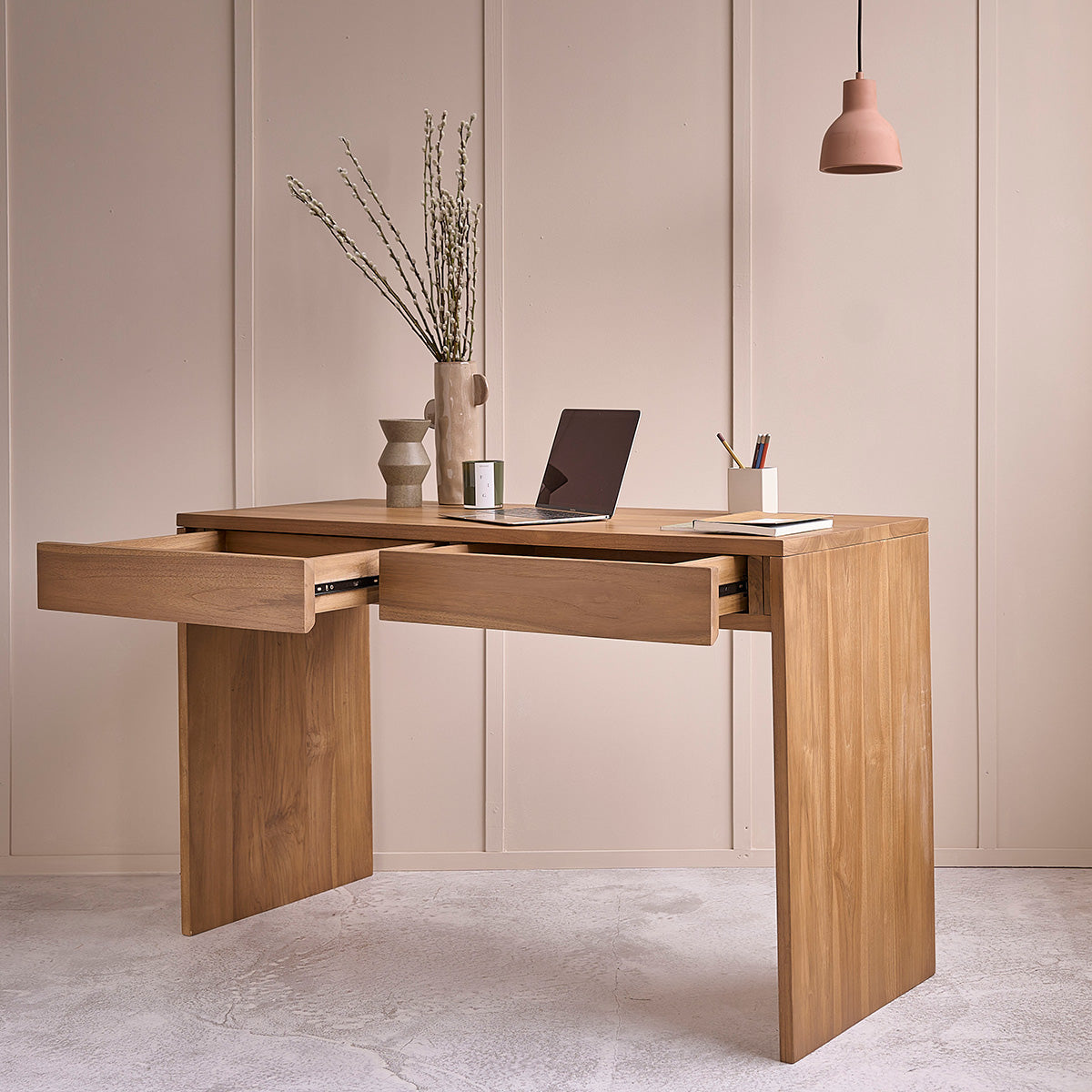 TRISTAN - Bureau en teck massif 130 cm
