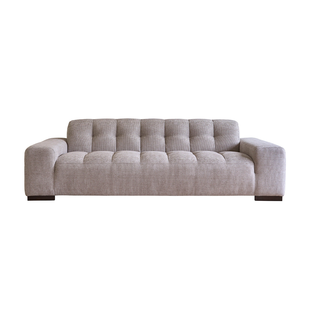 ALPHONSE - Canapé droit 4 places en velours tressé beige
