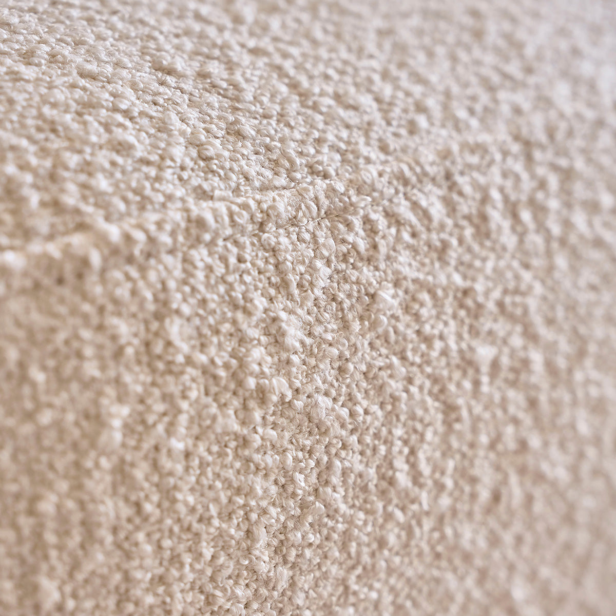 ONDINE - Canapé droit 3 places en bois massif et tissu bouclette blanc