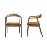 Lot de 2 chaises en teck massif assise velours côtelé kaki