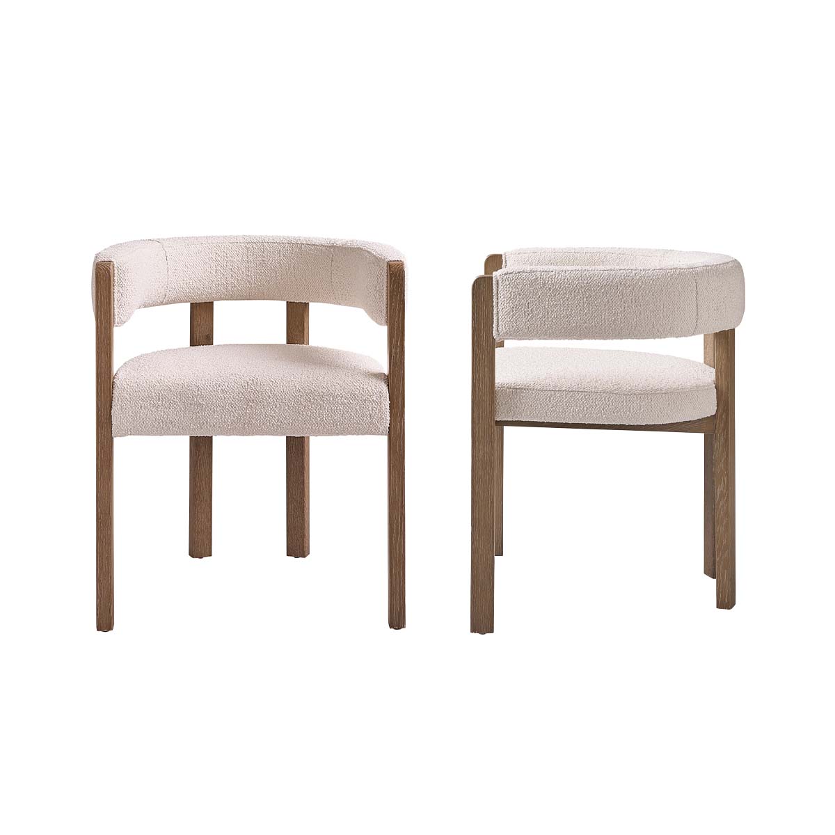 CLÉA - Lot de 2 chaises en chêne et tissu bouclette