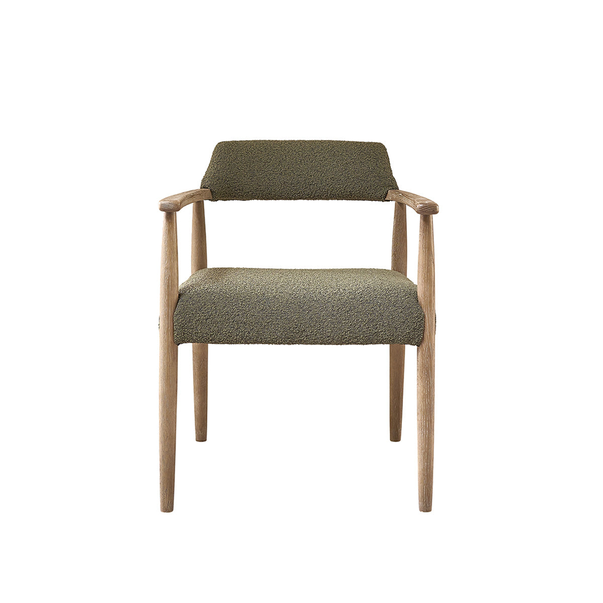 LUISA - Chaise en chêne et tissu bouclette kaki