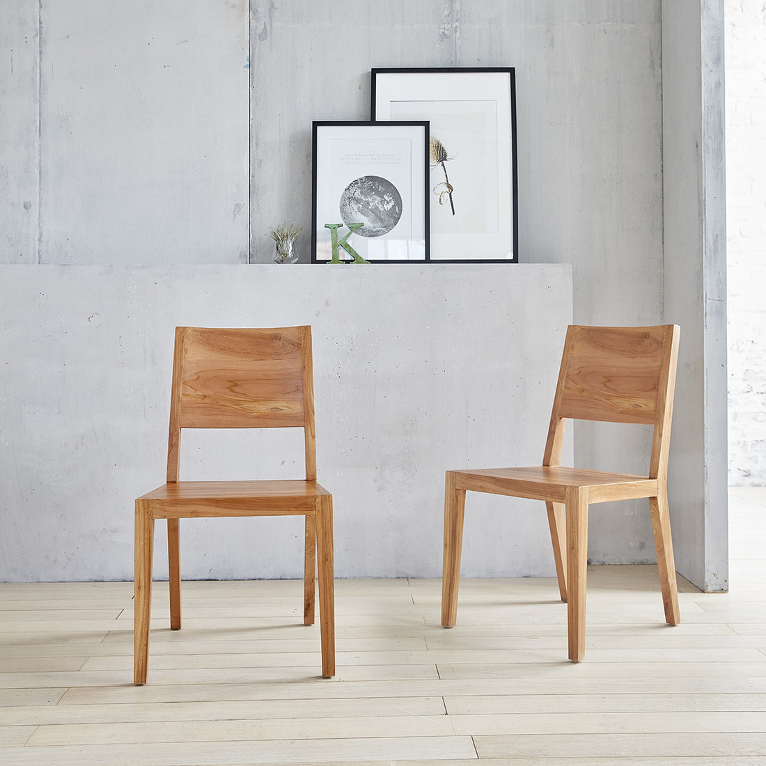 TRISTAN - Lot de 2 chaises en teck massif