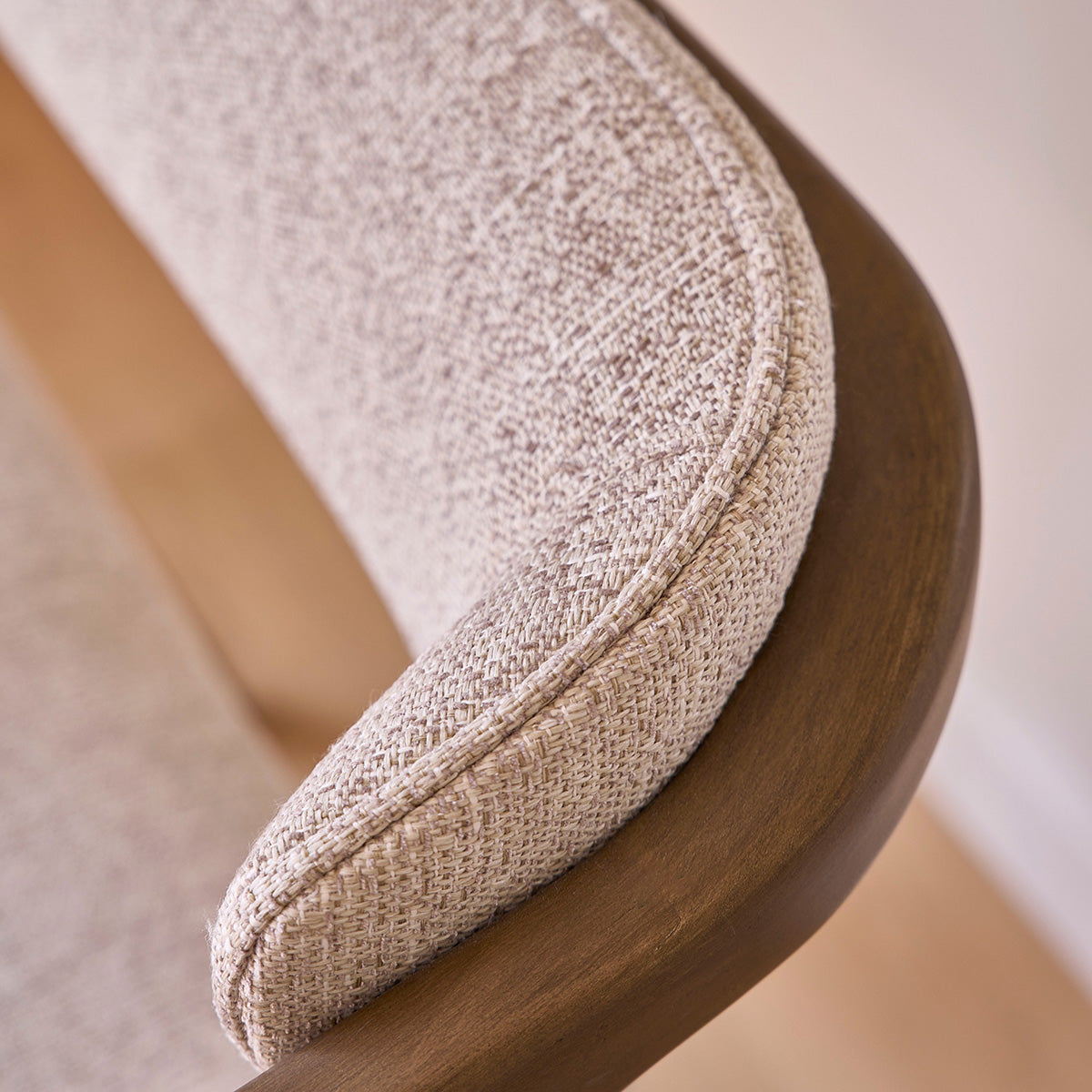 ÉLOI - Lot de 2 chaises en bois massif et tissu texturé beige chiné