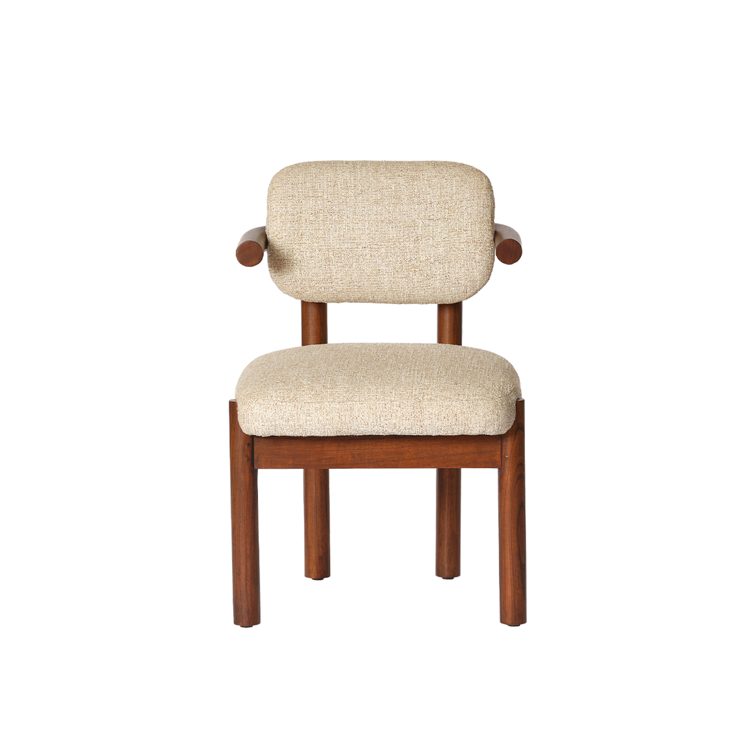 NEO - Chaise en mindi massif et tissu texturé beige chiné