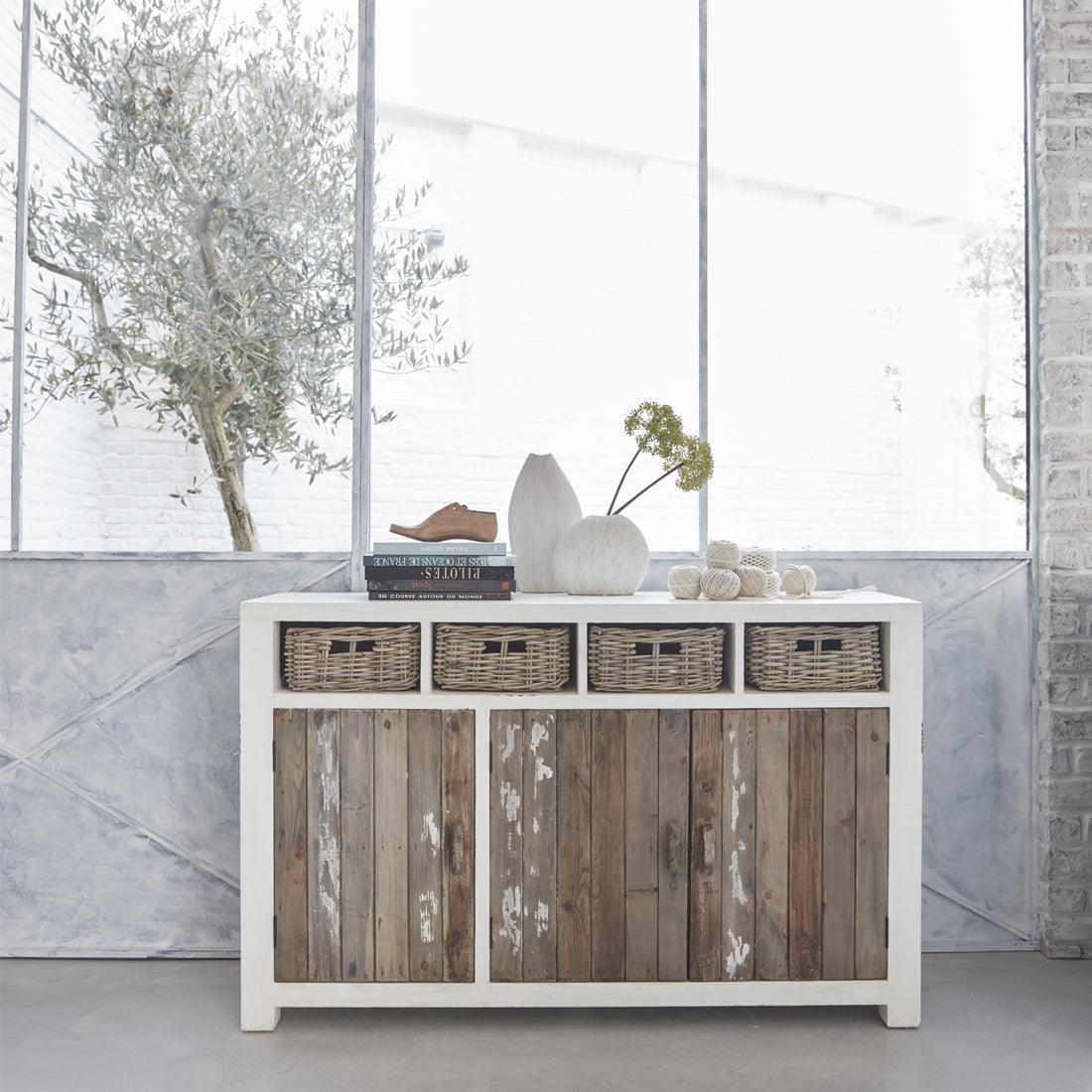 HONFLEUR - Commode en pin recyclé massif 145 cm