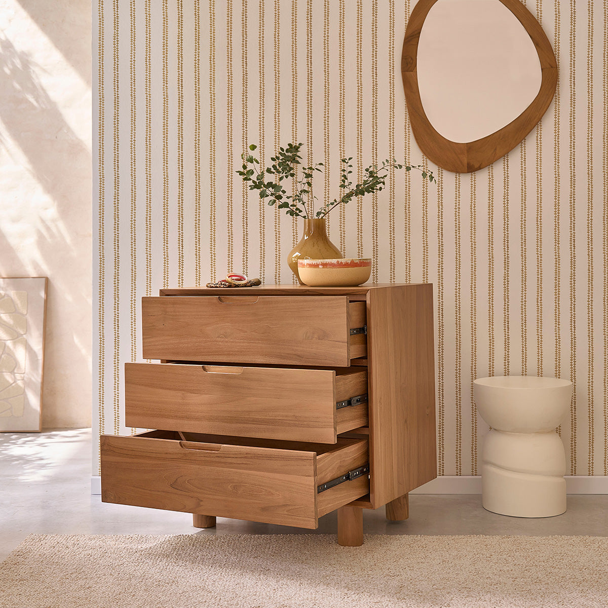 GUSTAVE - Commode en bois de teck 80 cm